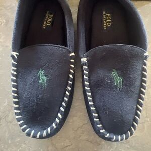 Polo Ralph Lauren Suede Moccasin Slippers Navy| Mens Size 7 D